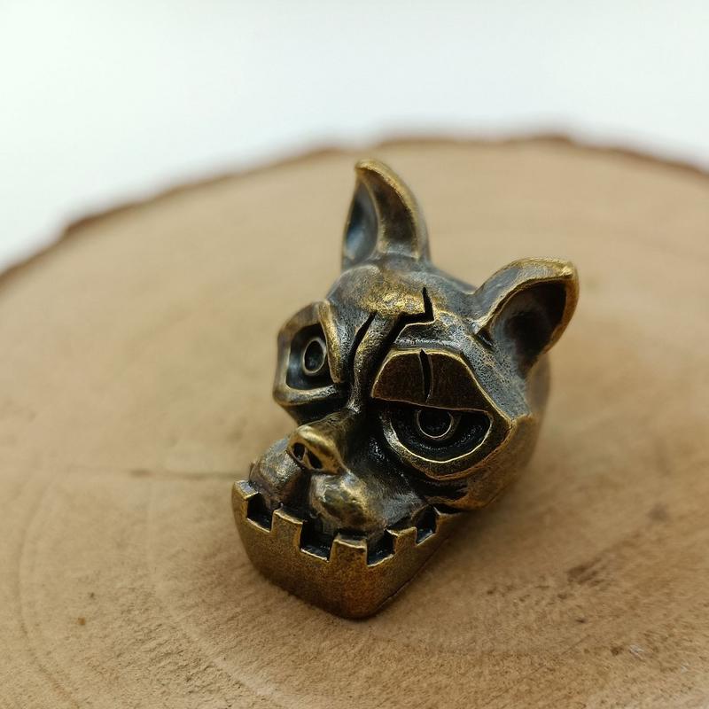 Bulldog Head Brass Knife Bead  - Edc Everyday Carry Knives review and price