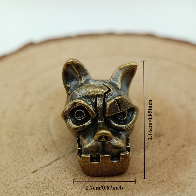 Bulldog Head Brass Knife Bead  - Edc Everyday Carry Knives review and price