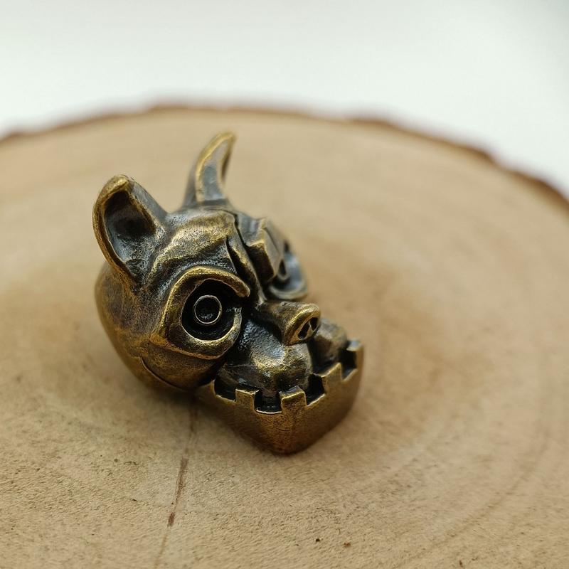 Bulldog Head Brass Knife Bead  - Edc Everyday Carry Knives review and price