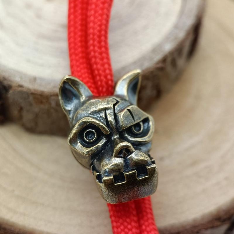 Bulldog Head Brass Knife Bead  - Edc Everyday Carry Knives review and price